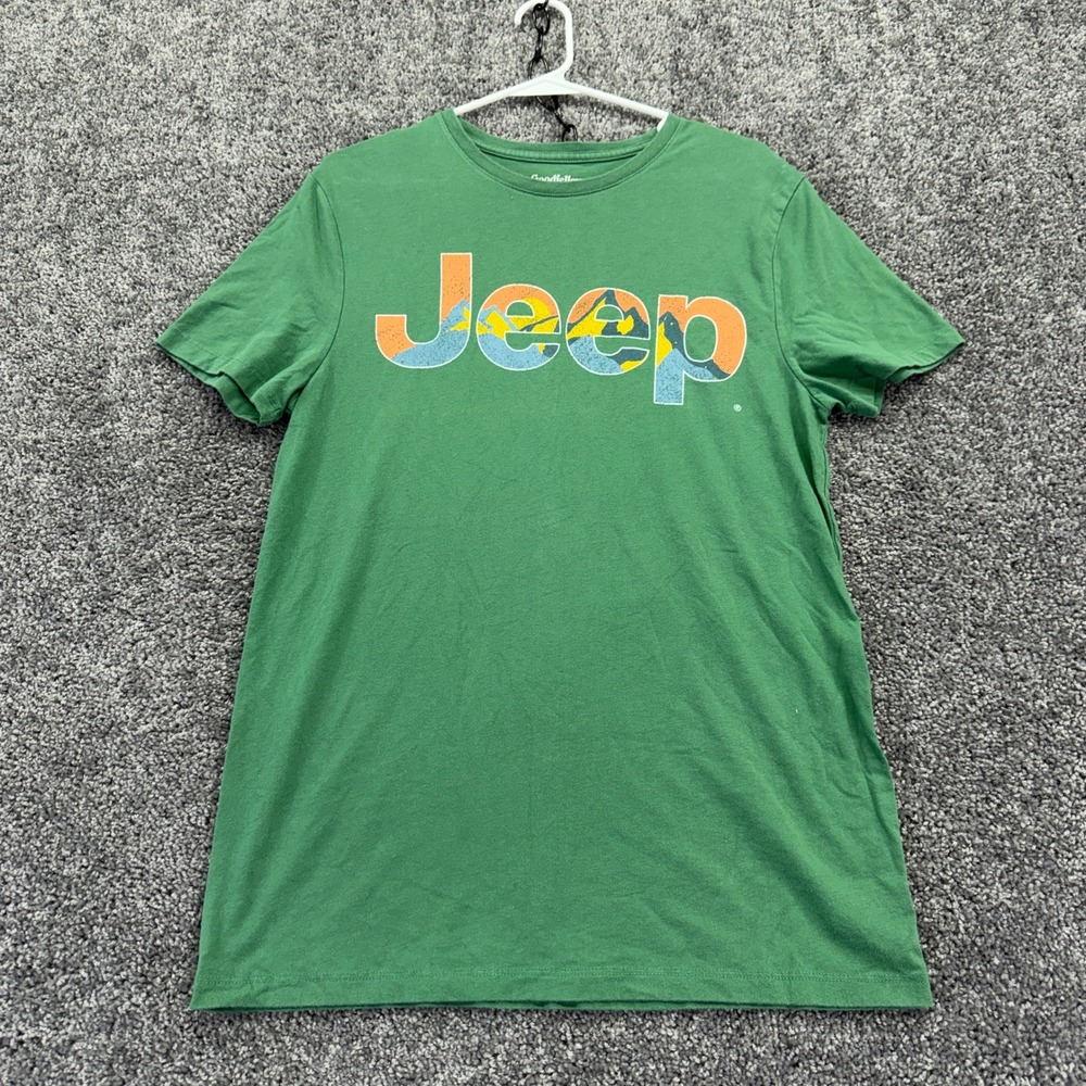 Goodfellow & Co T Shirt Mens Medium Green Jeep Graphic Short Sleeve Crew Neck